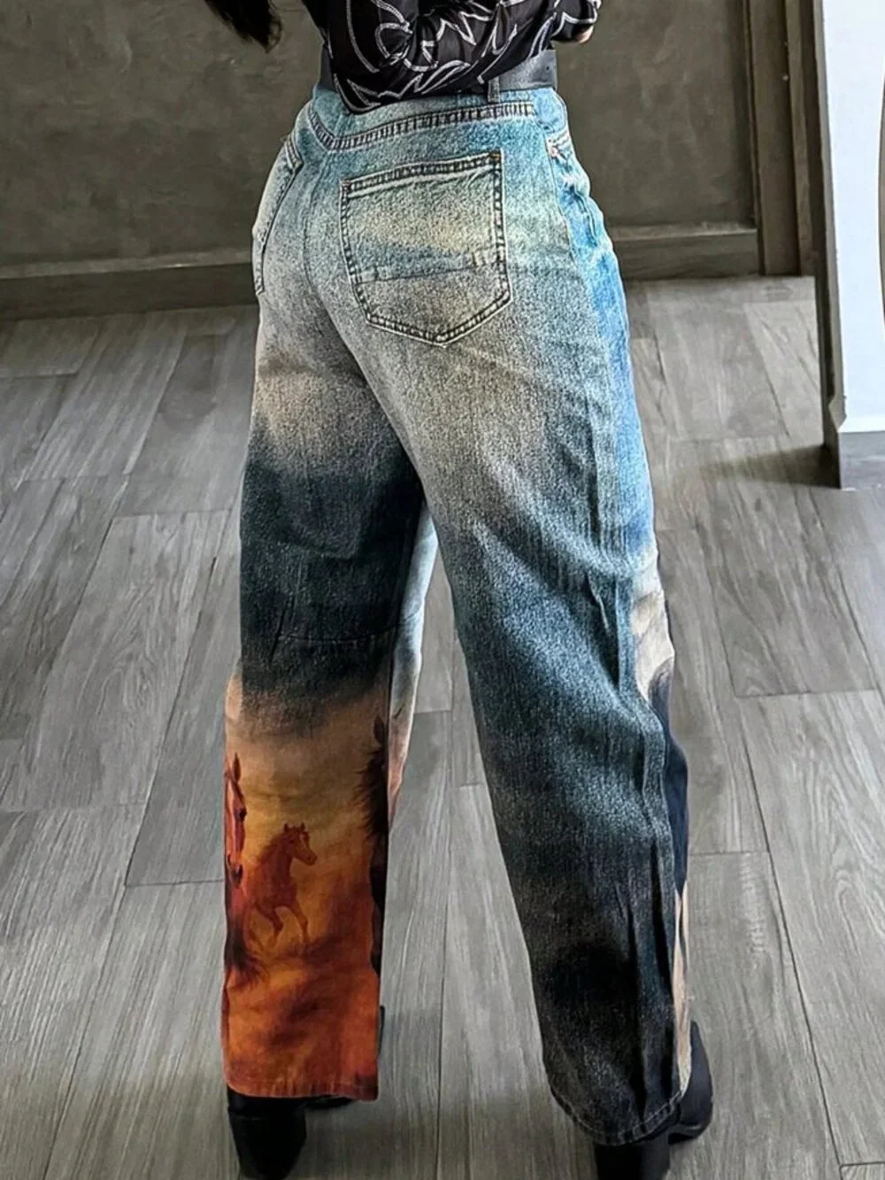 Blue Casual Women's Straight-Leg Denim Pants